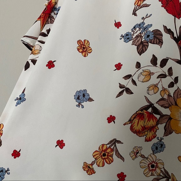 MONTEAU Cream & Orange Cold Shoulder Floral Top - Picture 4 of 5